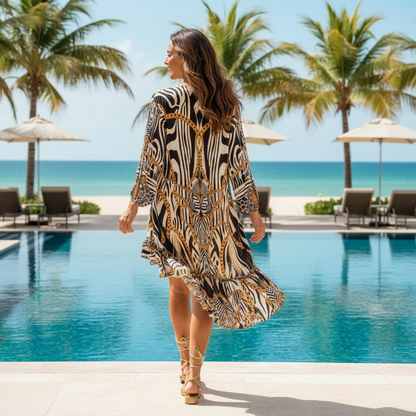 Silk Hi-Low Frill Dress - Regal Affair at kaftans that bling 