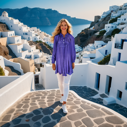 Silk Swing Shirt Navy Blue at Kaftans that Bling