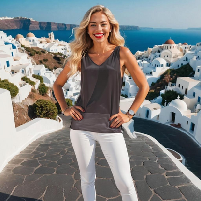 Silk Camisole Top Black at Kaftans that Bling