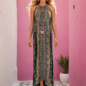 Long Necklace Maxi Dress Glitz Glam Emerald