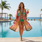 Pure Silk Kimono Hibiscus by Kaftans that Bling
