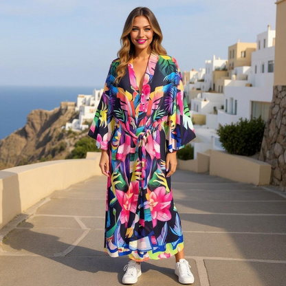 Printed Playful Kimono coverup at Kaftans that Bling