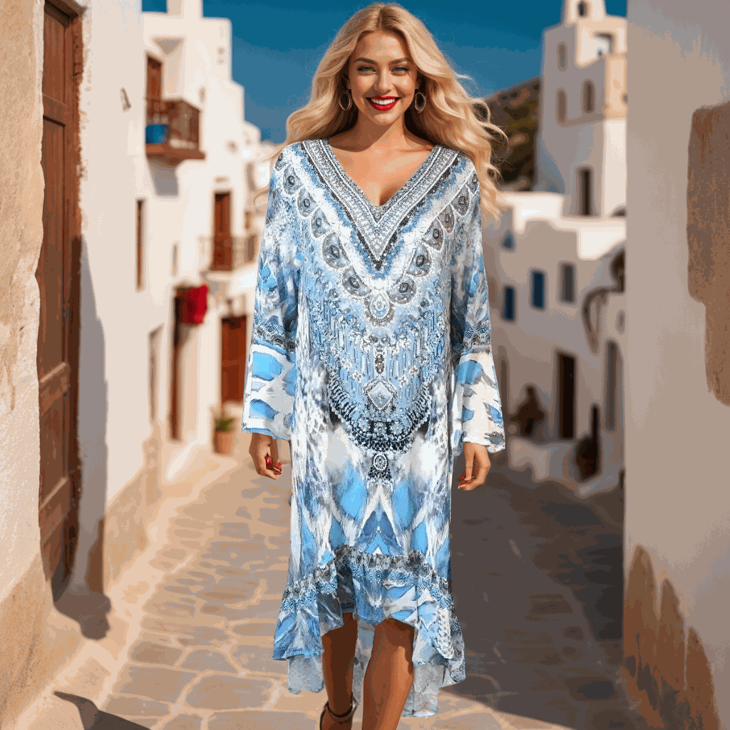 Silk Hi-Low Frill Dress - Paluma- by Fashion Spectrum