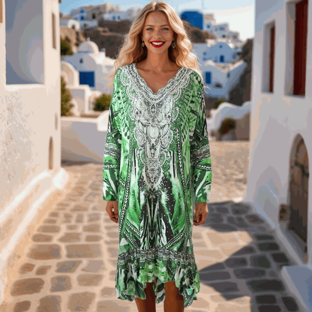 Silk Hi-Low Frill Dress - Saffron- by Fashion Spectrum