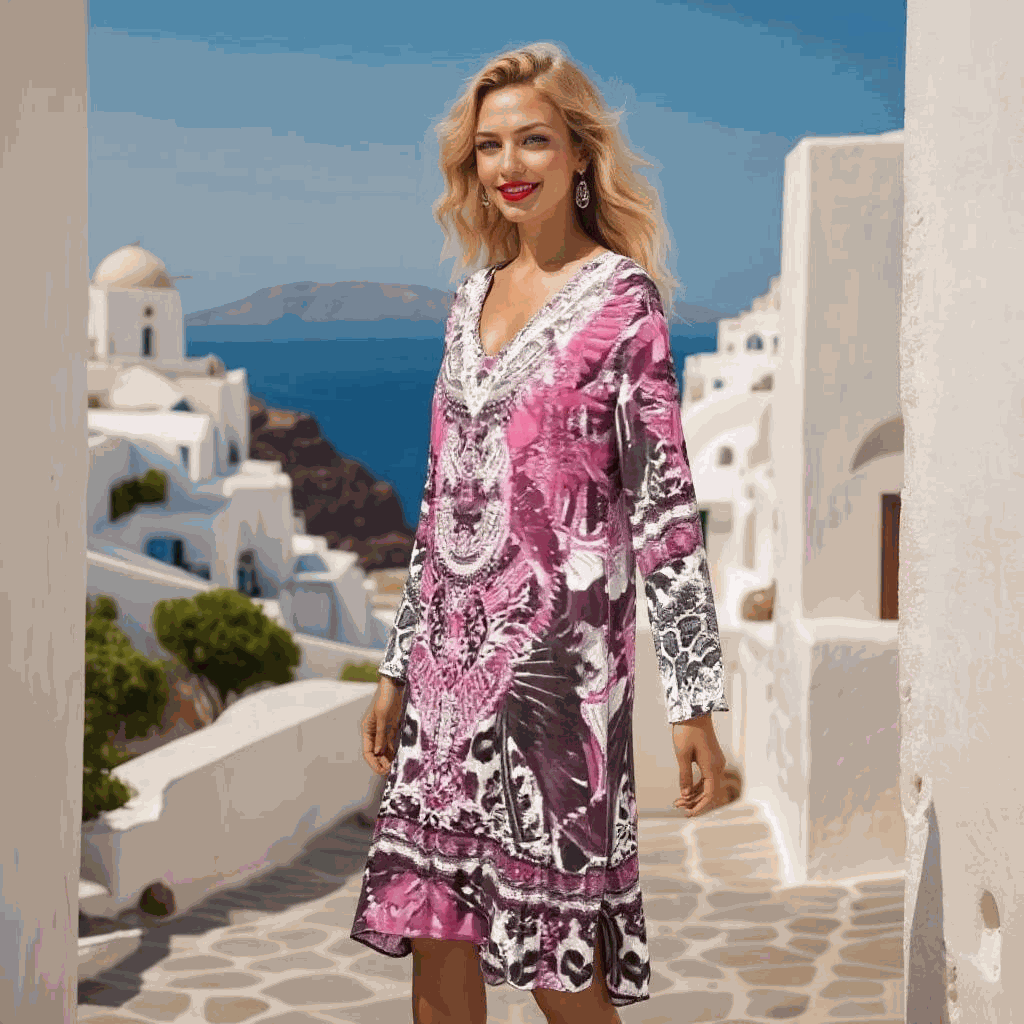 Silk Hi-Low Frill Dress - Amur-Pink-kaftans that bling