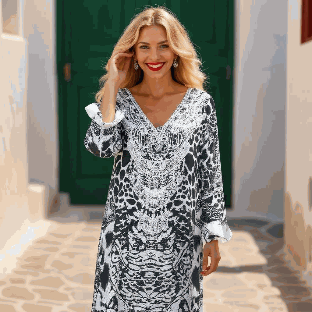 Silk Hi-Low Frill Dress - Ziraffe- Black-by Fashion Spectrum