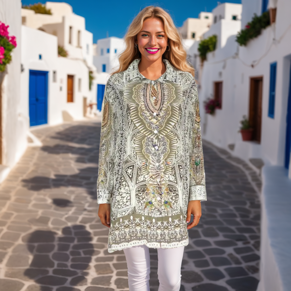 Silk Button Down Shirt- Egyptian