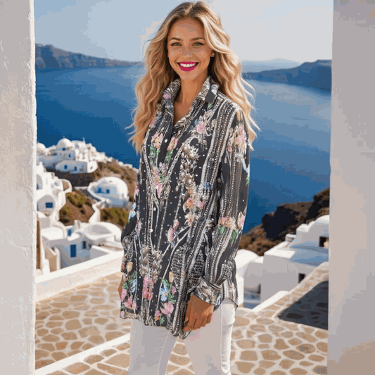 Silk Embellished Shirt-Capri