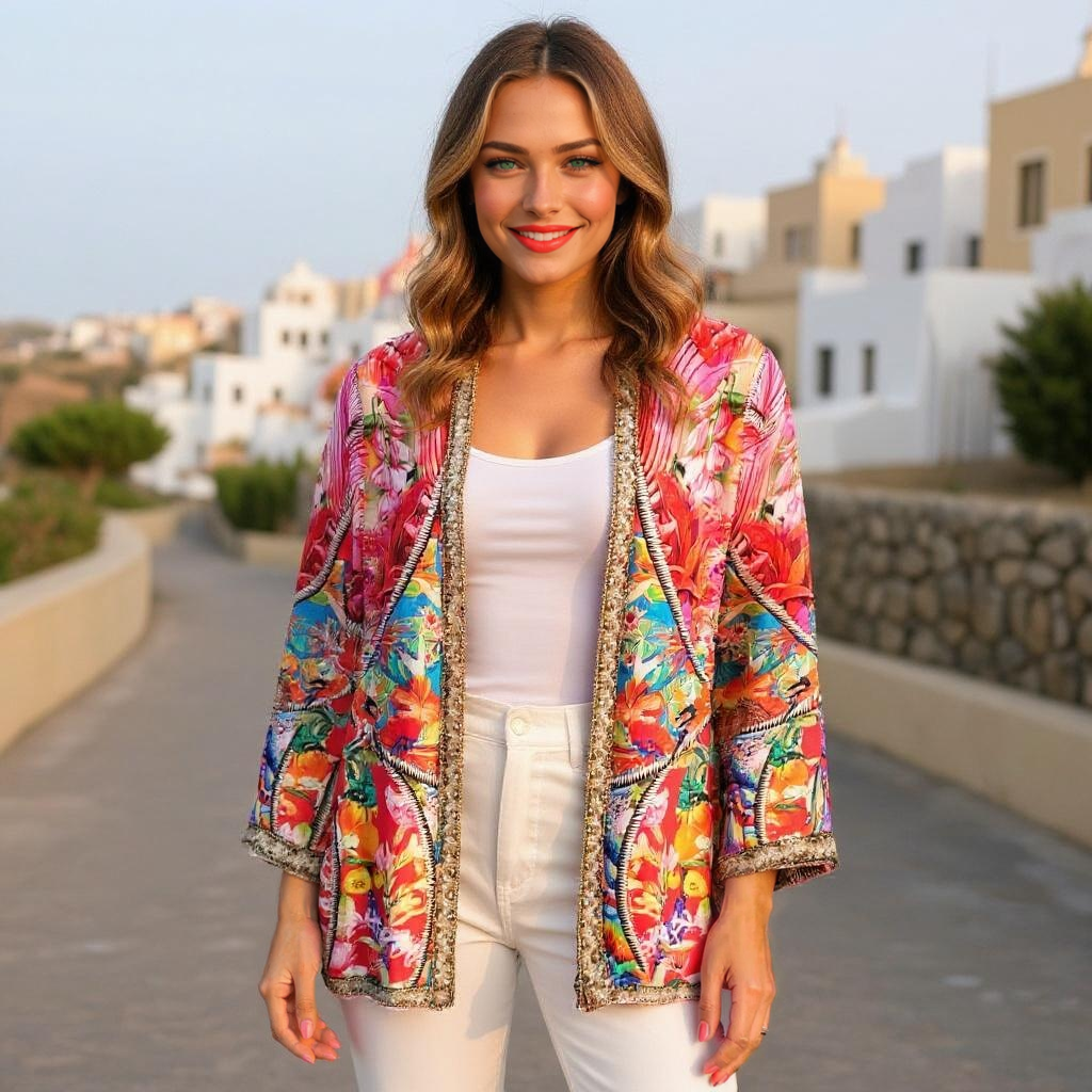 Silk Embellished Kimono jacket  Magic Forest
