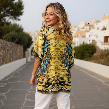 Silk Coverup jacket Cheetah at kaftans that bling