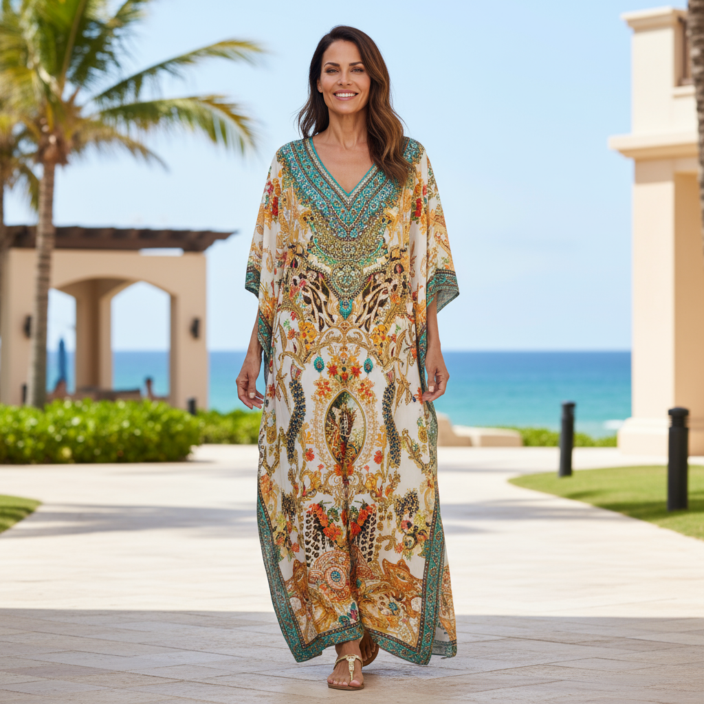 Long Embellished Box Kaftan Bardini