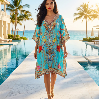 Short Embellished Kaftan Gardena at kaftans that Bling