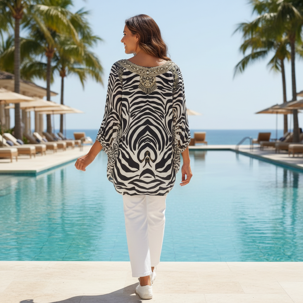 Silk Embellished Gypsy Top - Kwato at kaftans that bling 