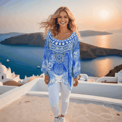 Silk Embellished Gypsy Top -Amalfi