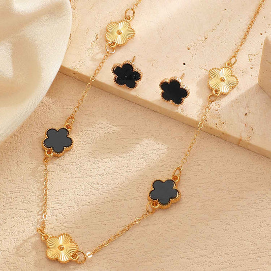 2 Piece Clove Jewellery Set black/Gold