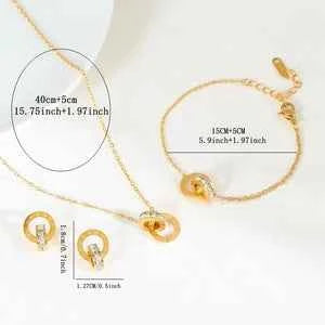 3 Piece Zircon Stainless Steel Jewellery Set