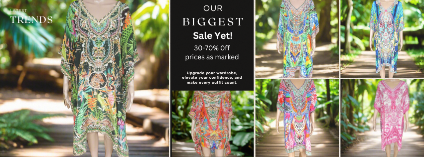 our biggest sale yet save 30-70% off all silk collections at kaftans that bling 