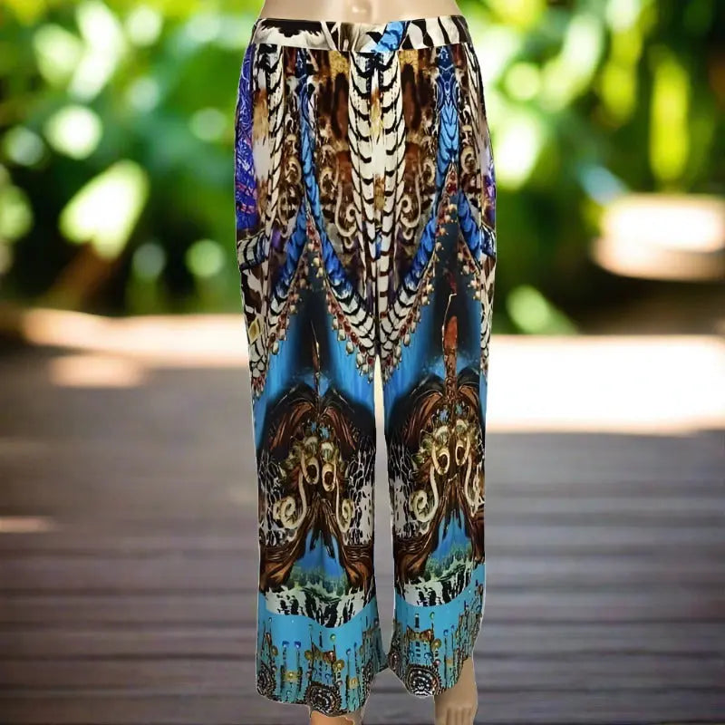 Blanco aqua silk palazzo pants - Kaftans that Bling