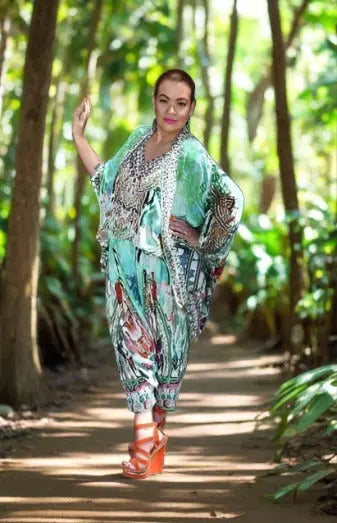 Paradise green silk harem pants - Kaftans that Bling