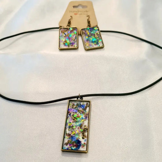 Bling Resin Handcrafted Necklace & Earring Set