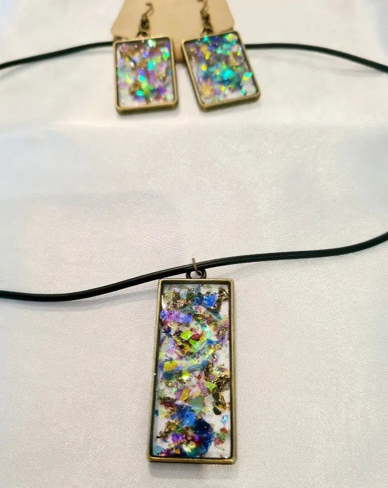 Bling Resin Handcrafted Necklace & Earring Set