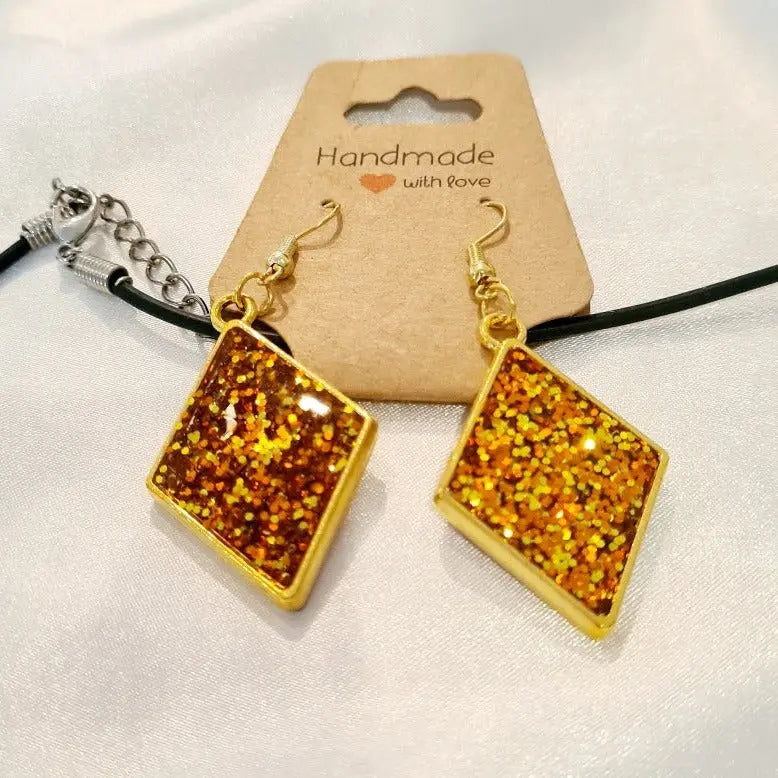 Bling Resin Handcrafted Necklace & Earring Set