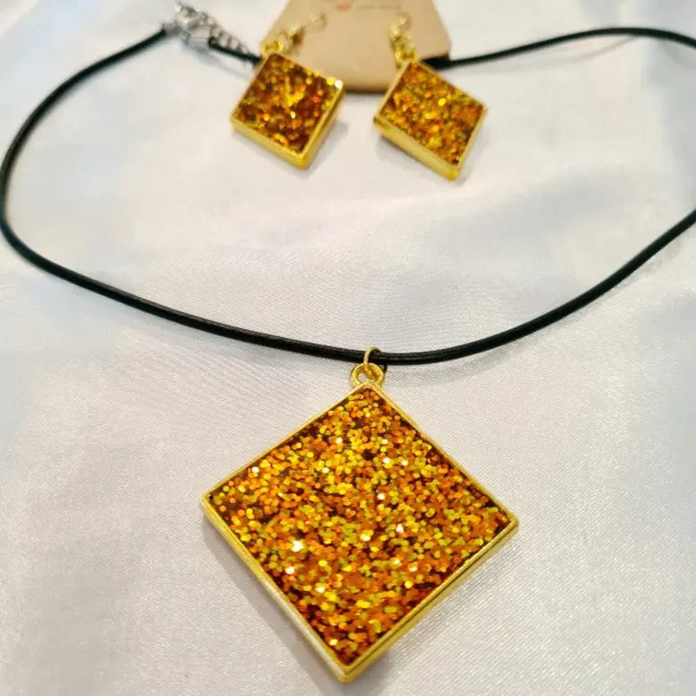 Bling Resin Handcrafted Necklace & Earring Set