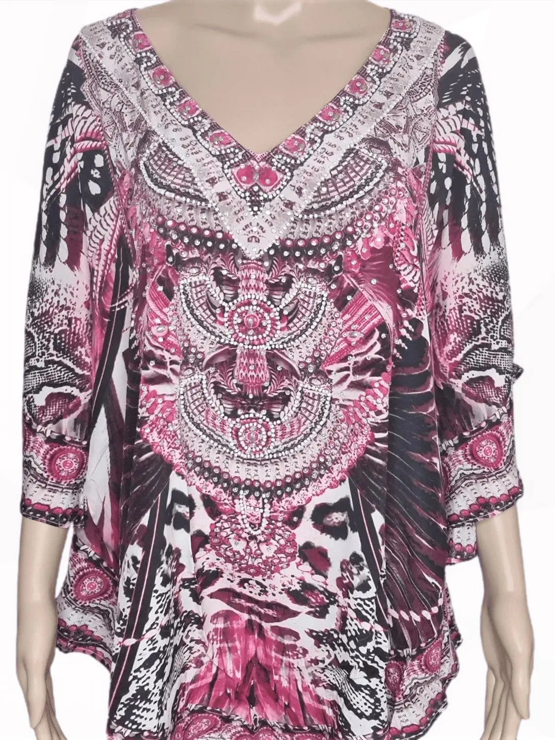 Amur hot pink silk Butterfly Top - Kaftans that Bling