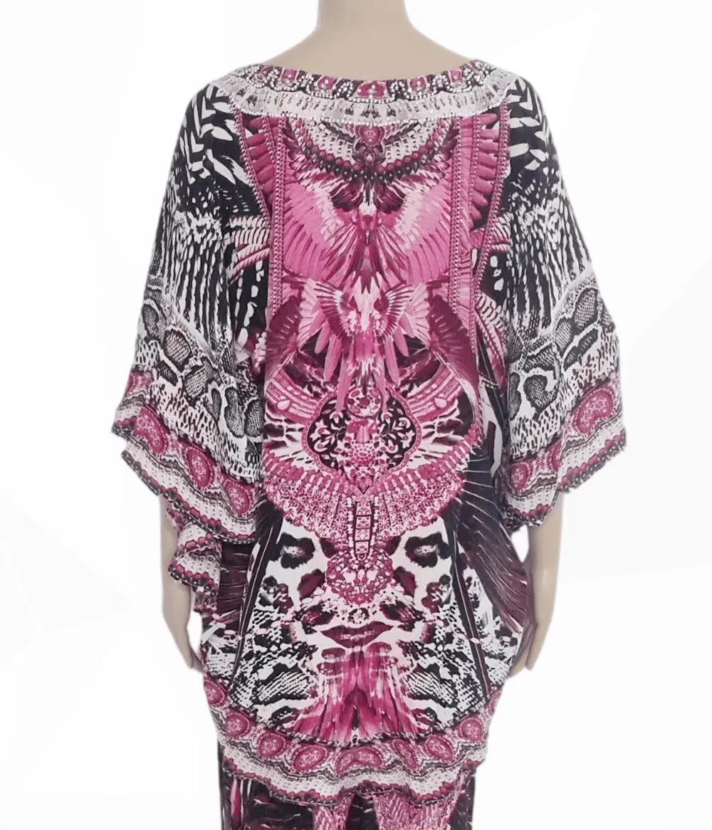 Amur hot pink silk Butterfly Top - Kaftans that Bling