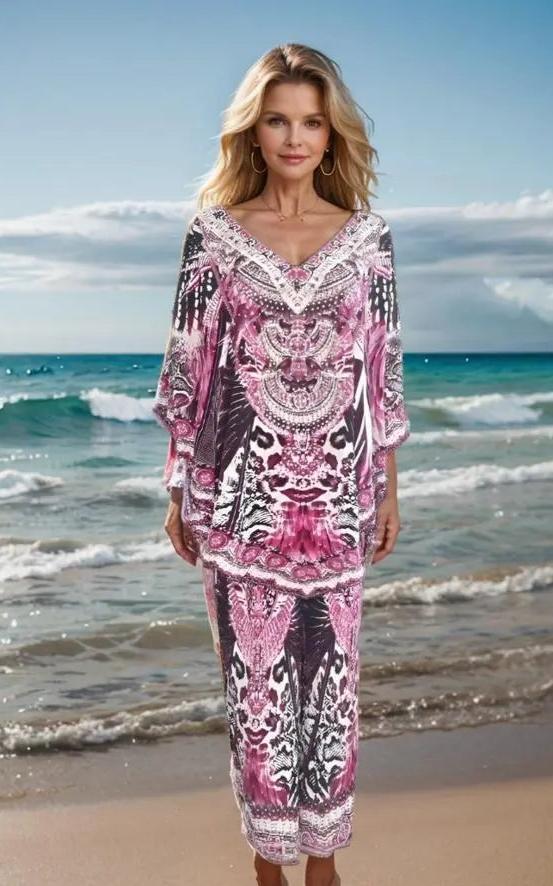 Shirts & Tops Amur hot pink silk Butterfly Top fashion spectrum  Kaftans that Bling