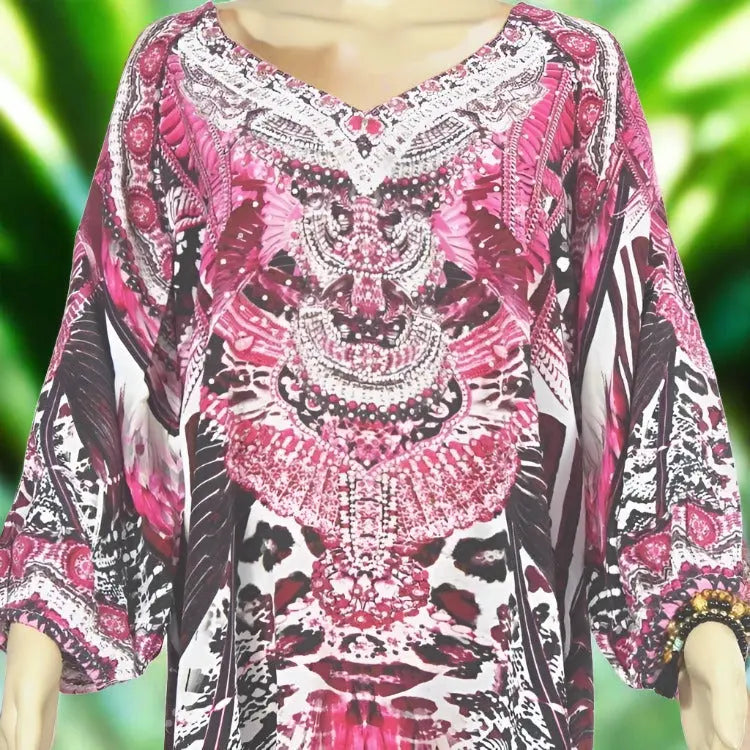 Amur hot pink silk gypsy top - Kaftans that Bling