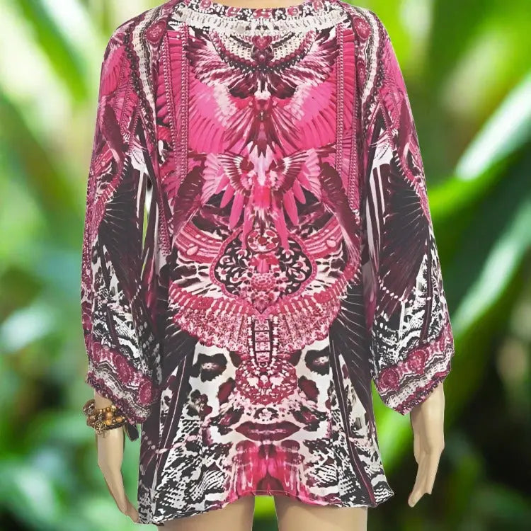 Amur hot pink silk gypsy top - Kaftans that Bling