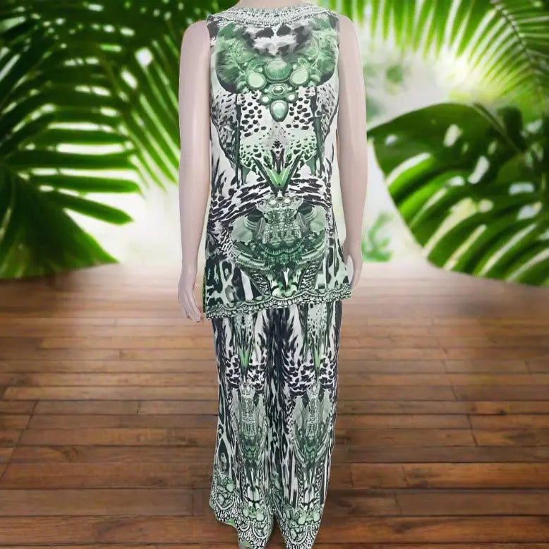 Garbo green silk cami - Kaftans that Bling