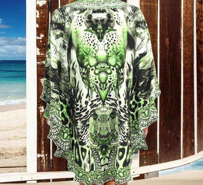 Silk Embellished Butterfly Top - Garbo Green-Fashion Spectrum