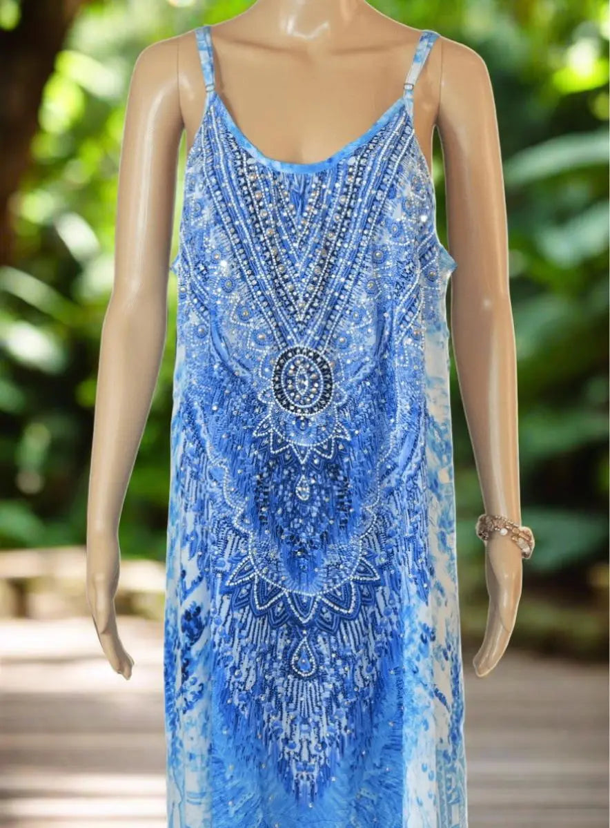 Long Silk Maxi Dress - SeaWorld by Fashion Spectrum - Kaftans that Bling