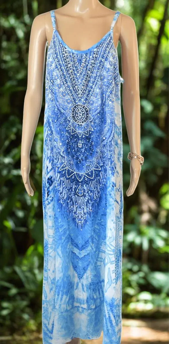 Long Silk Maxi Dress - SeaWorld by Fashion Spectrum - Kaftans that Bling