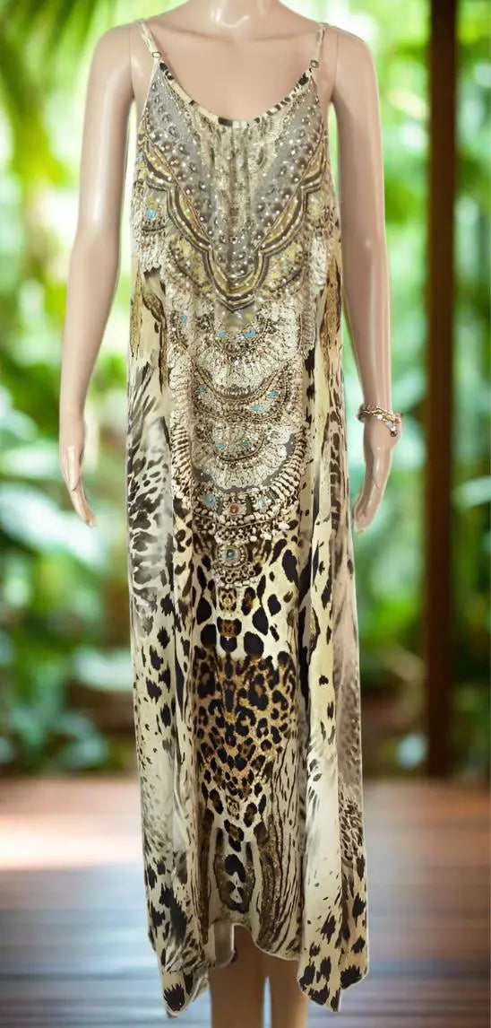 Long Silk Maxi Dress - Zulu by Fashion Spectrum - Kaftans that Bling