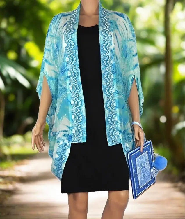 Tahiti short silk cape - Kaftans that Bling - Kaftans that Bling