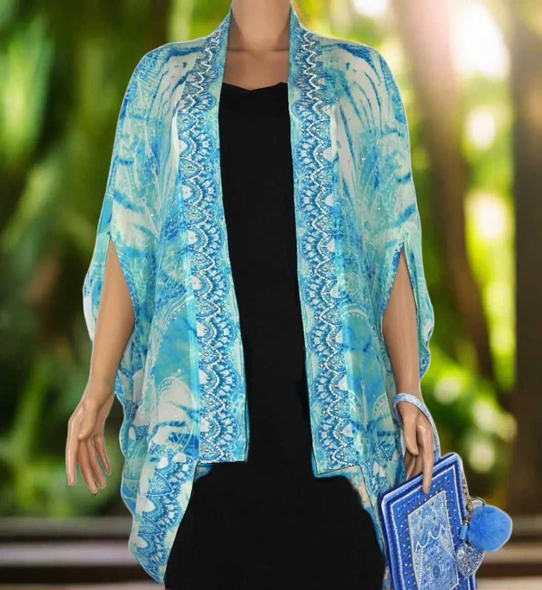 Tahiti short silk cape - Kaftans that Bling - Kaftans that Bling