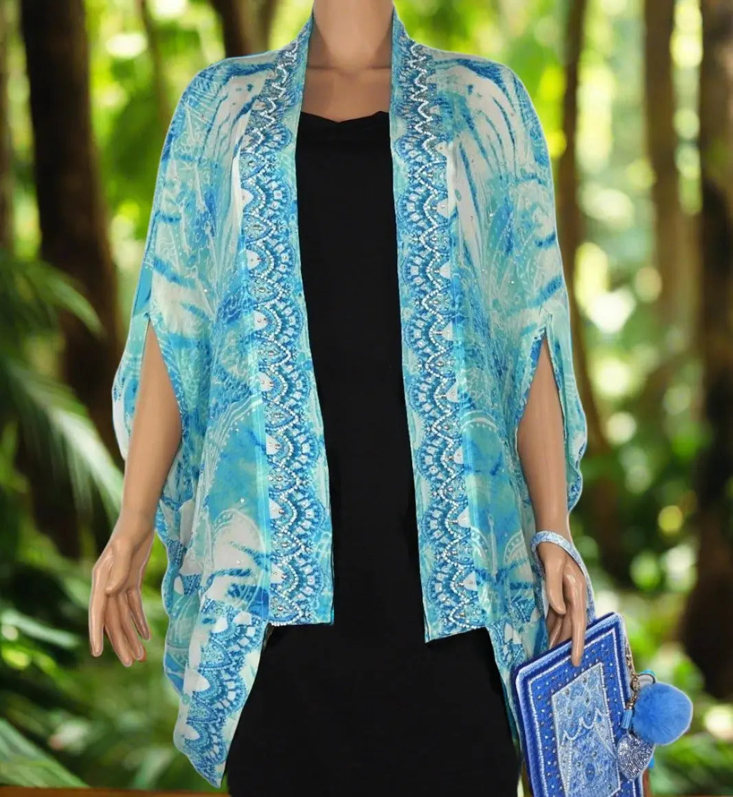 Tahiti short silk cape - Kaftans that Bling - Kaftans that Bling