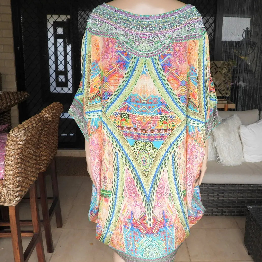 hi-lo kaftan/top hi-low Silk Embellished Kaftan/Top Fashion Spectrum  Kaftans that Bling