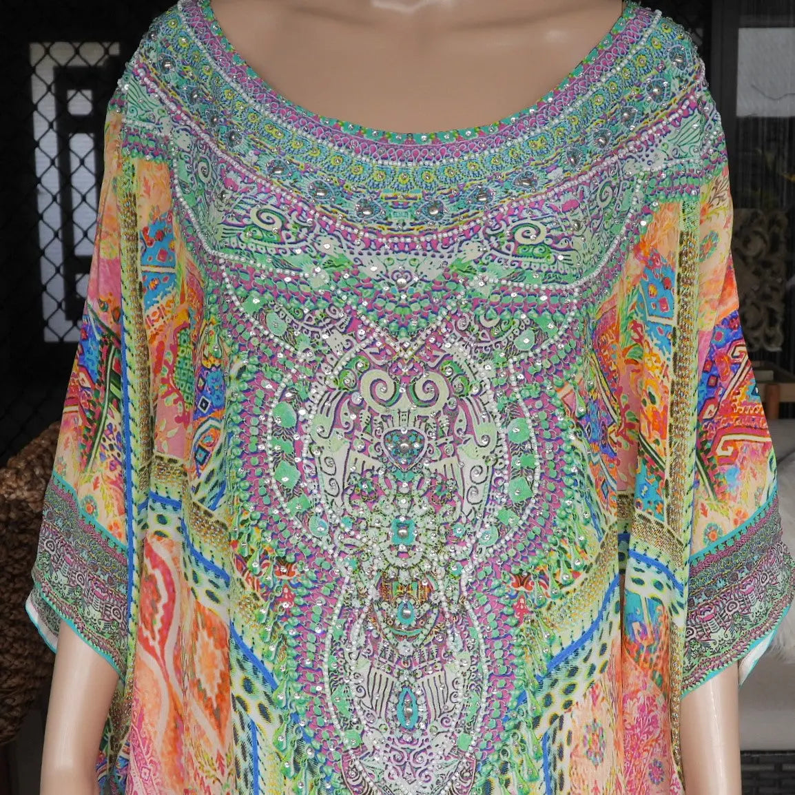 hi-lo kaftan/top hi-low Silk Embellished Kaftan/Top Fashion Spectrum  Kaftans that Bling