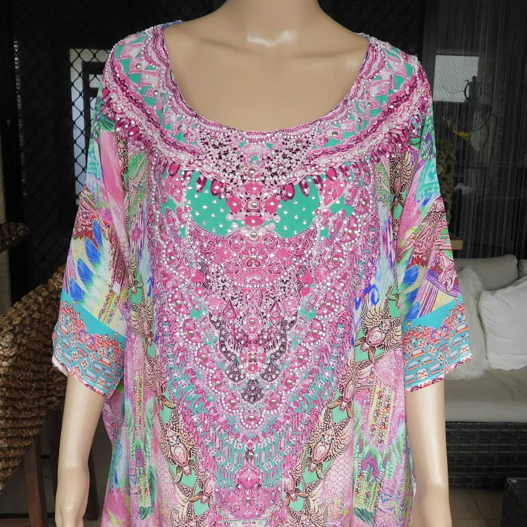 hi-lo kaftan/top Batwing Silk Embellished Kaftan/Top Fashion Spectrum  Kaftans that Bling