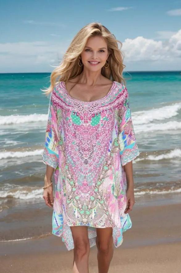 hi-lo kaftan/top Zahara Batwing Silk Embellished Hi-low Kaftan/Top Fashion Spectrum  Kaftans that Bling