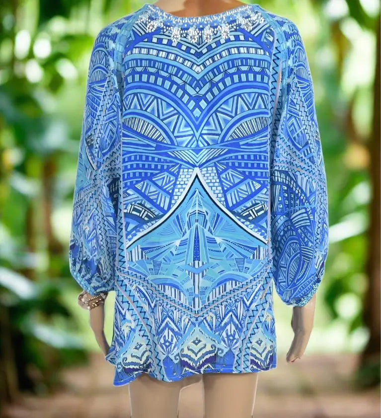 Silk Embellished Gypsy Top -Eden-Fashion Spectrum - Kaftans that Bling