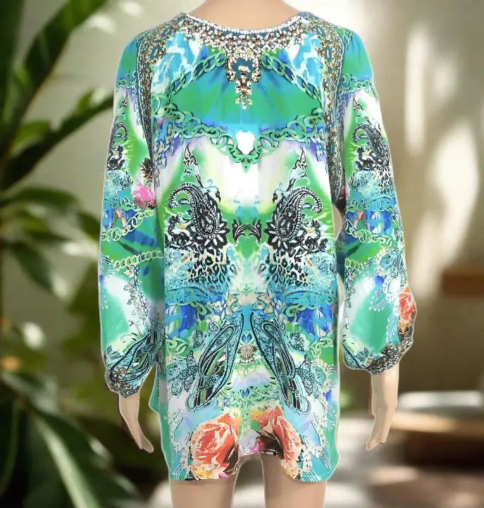 Silk Embellished Gypsy Top - Tegan-Fashion Spectrum - Kaftans that Bling