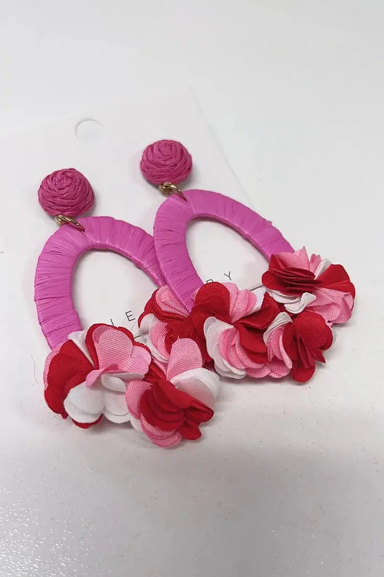 Woven Floral Round Circle Earrings