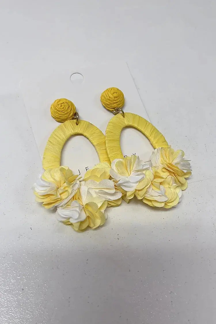 Woven Floral Round Circle Earrings