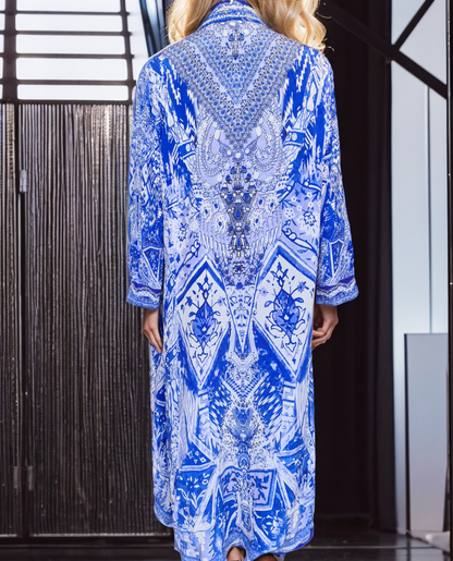 Long Silk Embellished Jacket