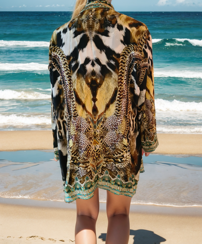 Silk Embellished Kimono Jacket